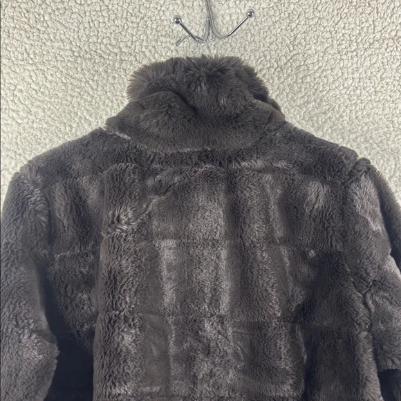 NWOT Nina Leonard Womens Espresso Horizontal Stripe Faux Fur Teddy Jacket Size M - Picture 11 of 15